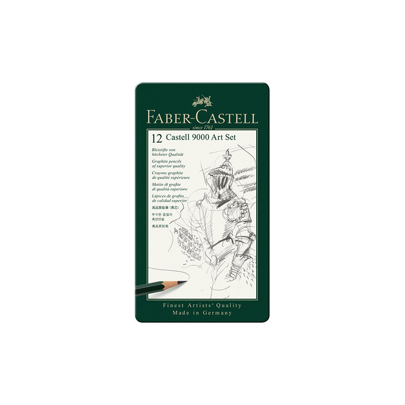 Faber-Castell 9000 zestaw 12 ołówków 8B-2H metalowe opakowanie - sklep