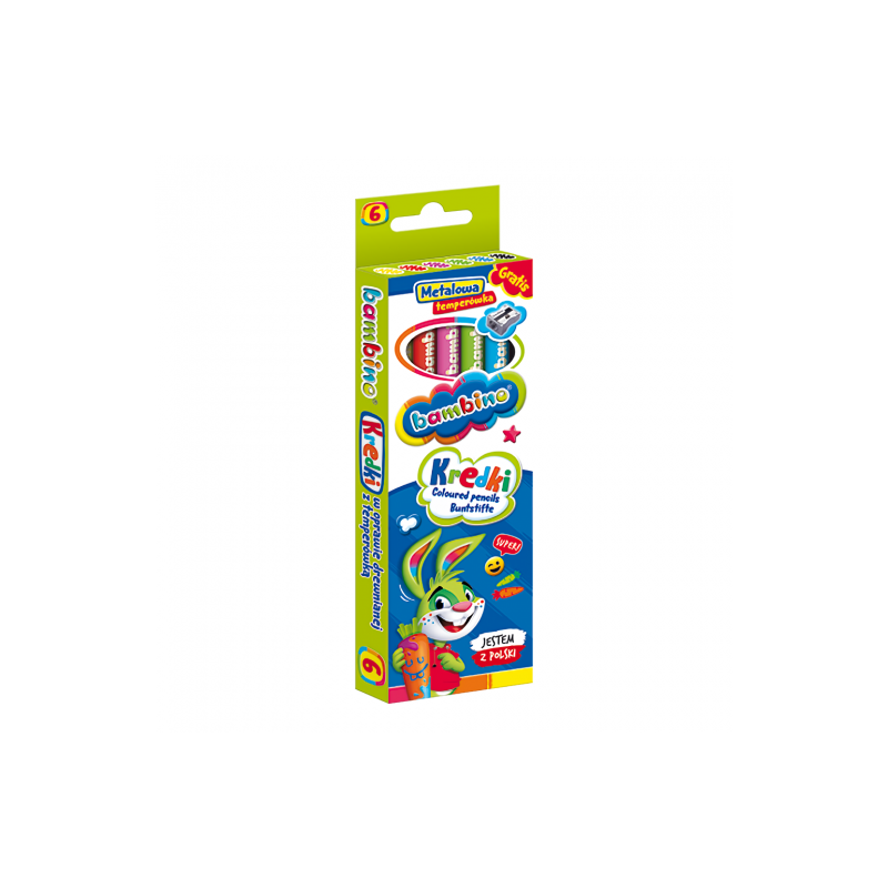 Bambino thick pencils with a sharpener 6 colors