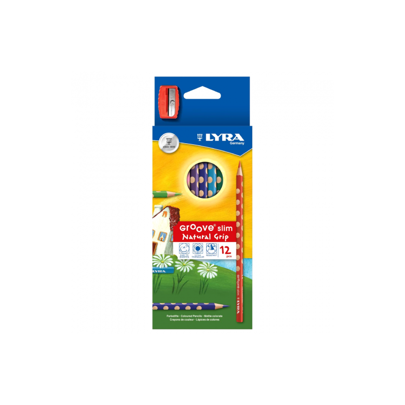 Lyra groove slim kredki rysunkowe 12 kolorów + temperówka - sklep plas