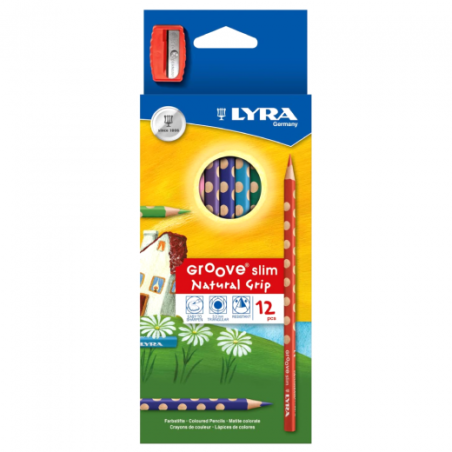 Lyra groove slim kredki rysunkowe 12 kolorów + temperówka - sklep plas