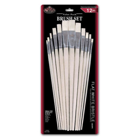 Royal zestaw 12 pędzli seria RL9601 szczecina biała płaskie - Sklep pl