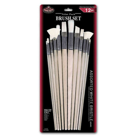 Royal zestaw 12 pędzli seria RL9600 szczecina biała różne - Sklep plas