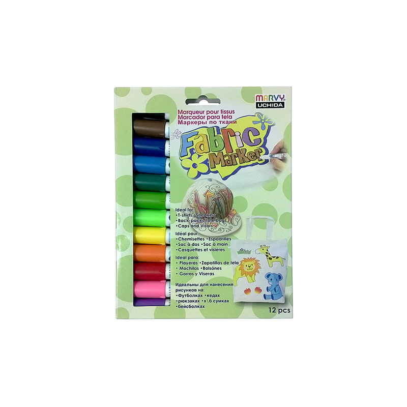 Marvy fabric marker zestaw 12 markerów do tkanin - sklep plastyczny -
