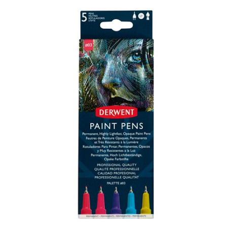 Derwent paint pen set 3 zestaw 5 pisaków - Sklep plastyczny - szał dla