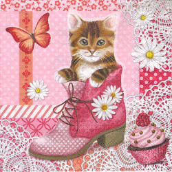 Serwetka do decoupage Ambiente 22-13309035 cat in shoe - sklep plastyc