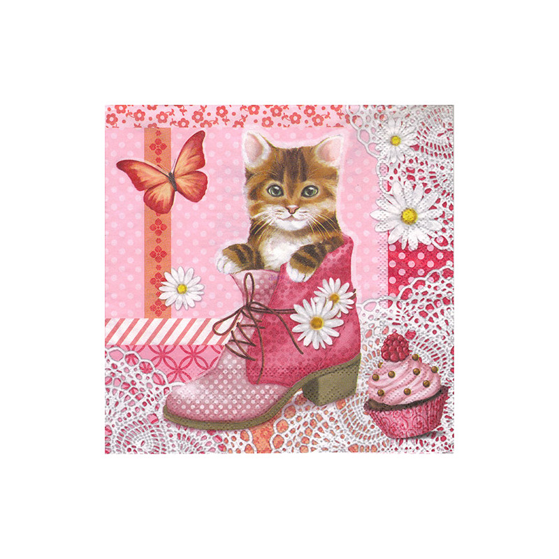 Serwetka do decoupage Ambiente 22-13309035 cat in shoe - sklep plastyc
