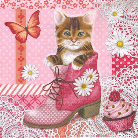 Serwetka do decoupage Ambiente 22-13309035 cat in shoe - sklep plastyc