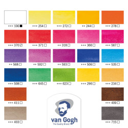 Talens van gogh zestaw 24 akwareli w półkostkach botanical plastikowe