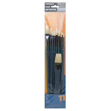 Pinceaux set of bristles for oil paints 11 pcs