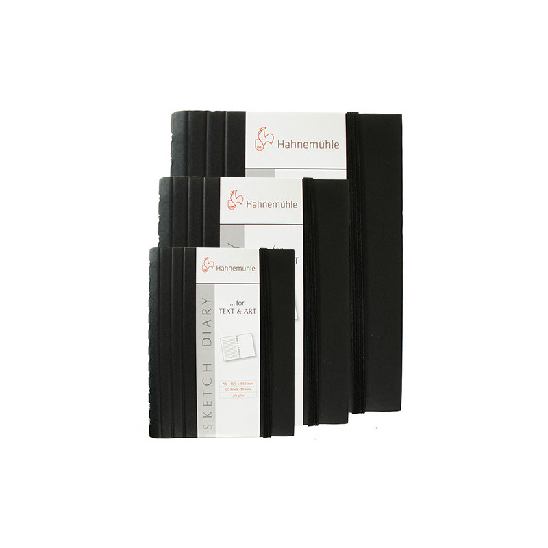 Szkicownik Hahnemuhle diary 120g 60 ark. czarny spirala gumka