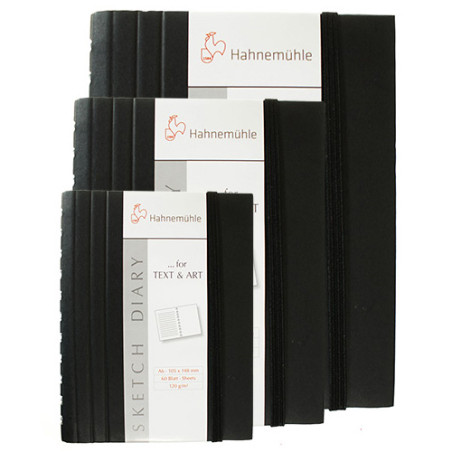 Szkicownik Hahnemuhle diary 120g 60 ark. czarny spirala gumka