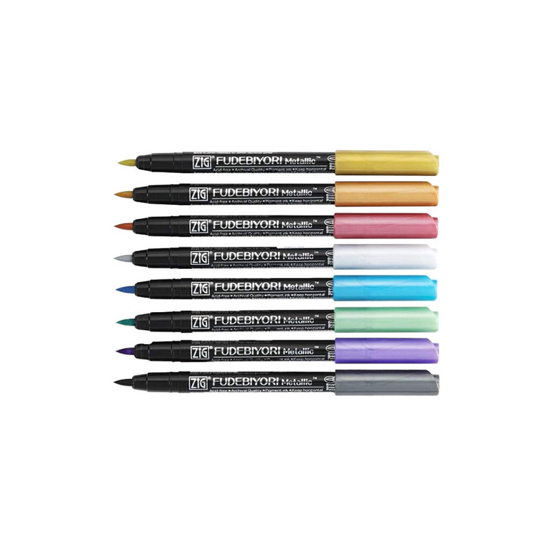 Kuretake ZIG FUDEBIYORI Metallic  - szal art - sklep plastyczny