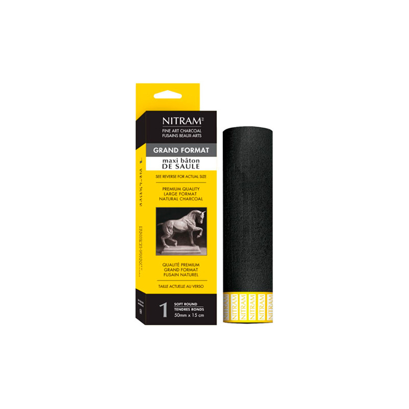 Nitram węgiel artystyczny naturalny extra soft 15cm x 50mm okrągły - s