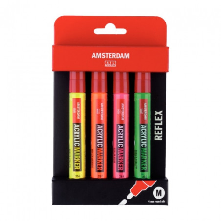 Talens amsterdam zestaw 4 pisaków akrylowych medium reflex - sklep pla