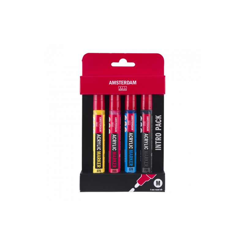 Talens amsterdam medium intro pack zestaw 4 pisaków akrylowych - sklep
