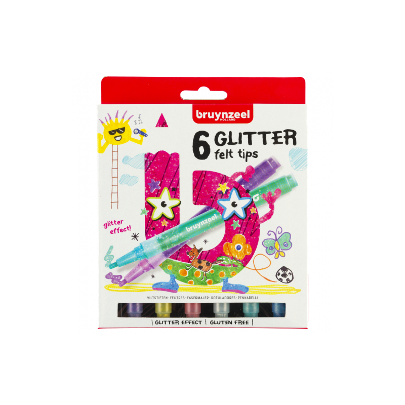 Bruynzeel glitter set of 6 felt-tip pens - szal art - sklep plastyczny