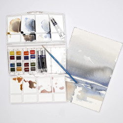 Winsor&Newton cotman painting plus akwarele 16 półkostek i 3 tubki - S
