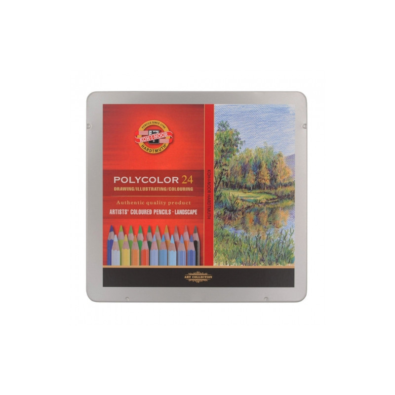 Koh-i-noor polycolor landscape artistic pencils 24 color metal packagi