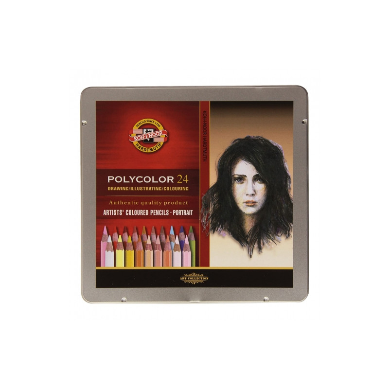 Koh-i-noor polycolor portrait crayons 24 colors metal packaging