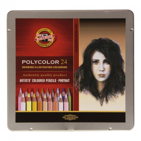 Koh-i-noor polycolor portretowe kredki 24 kolory metalowe opakowanie -