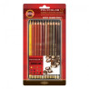 Koh-i-noor polycolor artistic pencils 12 col. Brown metal packaging