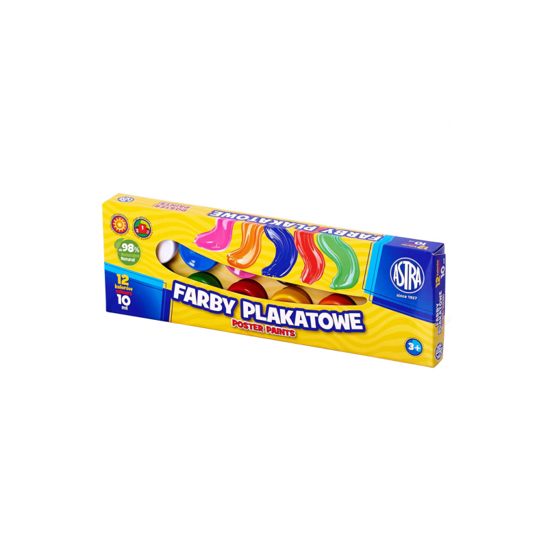 Astra zestaw farb plakatowych 12x10ml - Sklep plastyczny - szał dla pl