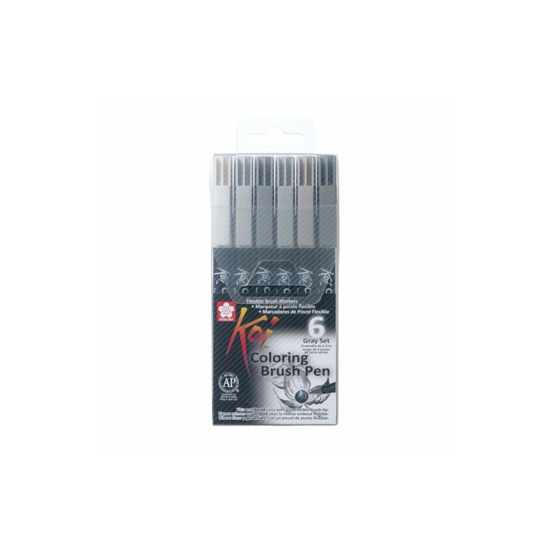 Sakura koi coloring brush pen 6 gray colors set