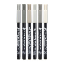 Sakura koi coloring brush pen 6 gray colors set