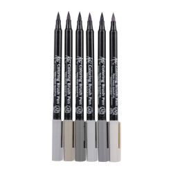 Sakura koi coloring brush pen 6 gray colors set