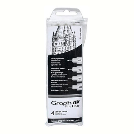 Graphit fine liner set of 4 markers - szal art - sklep plastyczny