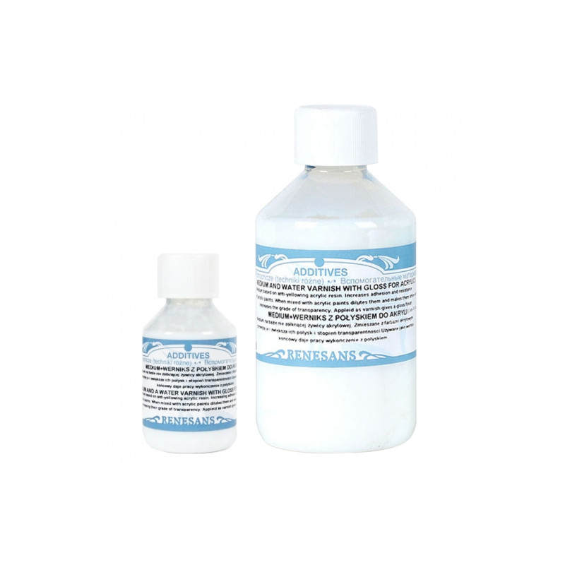 Renesans medium i werniks z połyskiem do akryli - sklep plastyczny - s