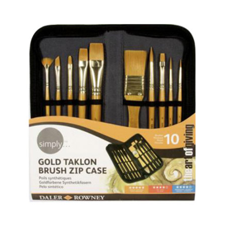 Set of 10 synthetic brushes in Simply Daler Rowney pencil case - store
