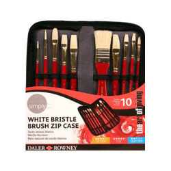 Set of 10 bristle brushes in Simply Daler Rowney pencil case - skle
