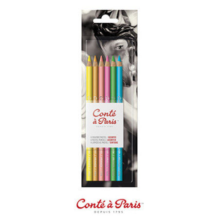 Conte a Paris set of 6 pastels in crayon bright colors - art store