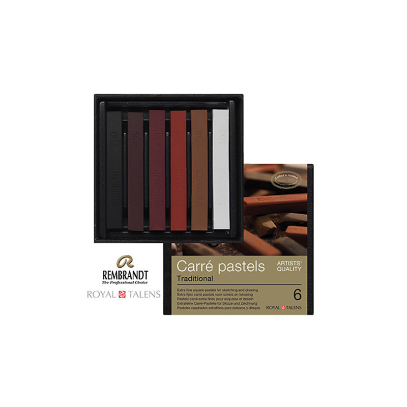 Talens rembrandt carre zestaw 6 pasteli suchych - sklep plastyczny - s