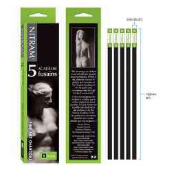 Nitram B węgiel rysunkowy naturalny 5x5mm 5szt - sklep plastyczny - sz