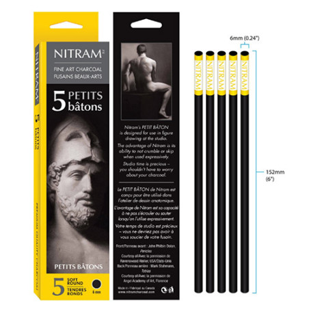 Nitram węgiel rysunkowy naturalny okrągły 6mm 5szt