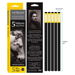 Nitram węgiel rysunkowy naturalny okrągły 8mm 5szt