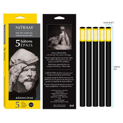Nitram drawing charcoal natural round 12mm 5pcs - art store