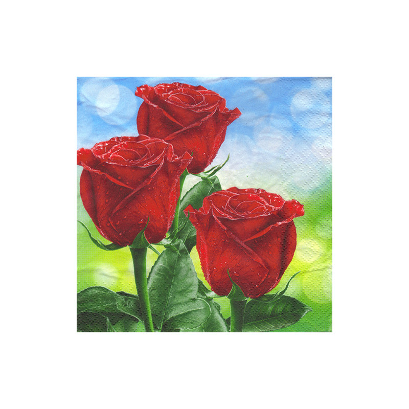 Serwetka do decoupage Daisy 5-027701 trzy czerwone róże - sklep plasty