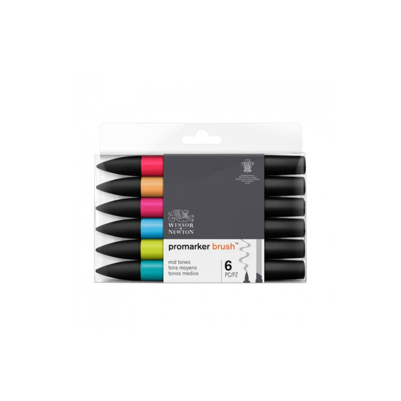 Winsor&Newton brushmarker mid tones set 6 colors