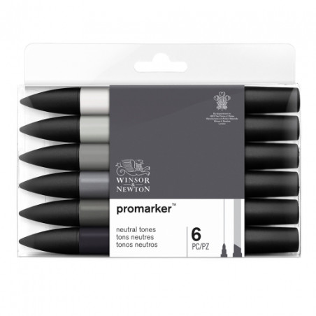 Winsor&Newton, promarker, neutral, tones, set, 6, colours - szal art -