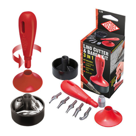 Essdee docisk drukarski + 5 dłutek do linorytu