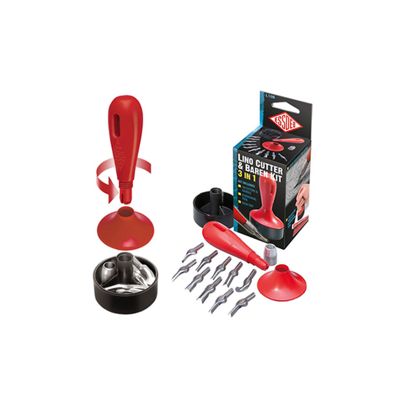 Essdee docisk drukarski + 10 dłutek do linorytu