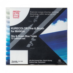 Kurecolor fine&brush manga sky&ocean blue zestaw 12 pisaków - sklep pl