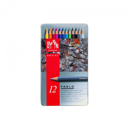 Caran d'Ache Pablo zestaw 12 kredek metalowe opakowanie - sklep plasty