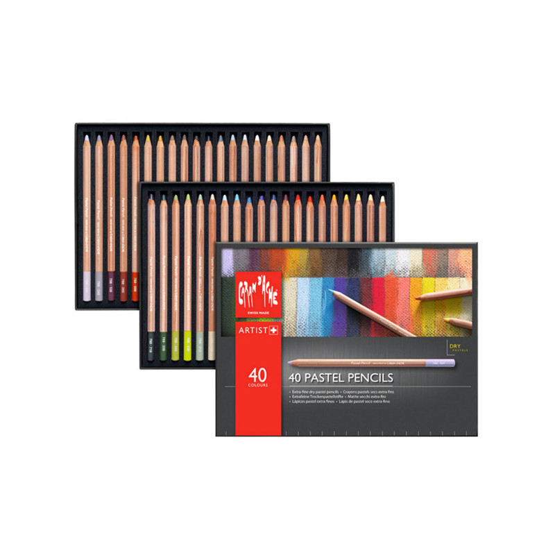 Caran d'Ache dry pastels in a crayon of 40 colors
