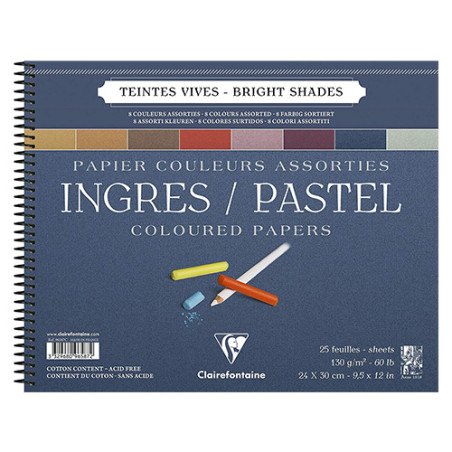 Blok Clairefontaine bright shades ingres 130g 25 sheets spiral