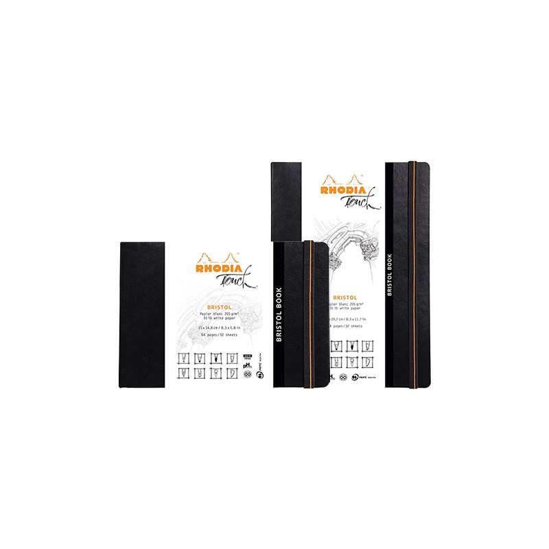 Szkicownik Rhodia bristol book z gumką 205g 32 ark - sklep plastyczny