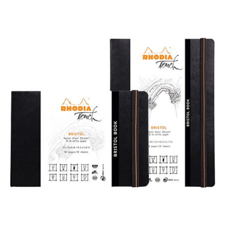 Szkicownik Rhodia bristol book z gumką 205g 32 ark - sklep plastyczny